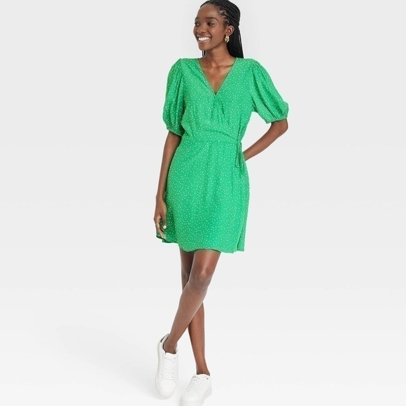 Green Mini Wrap Dress Women’s Size Medium Target A New Day - Picture 3 of 8